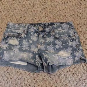 Floral Print Jean Shorts